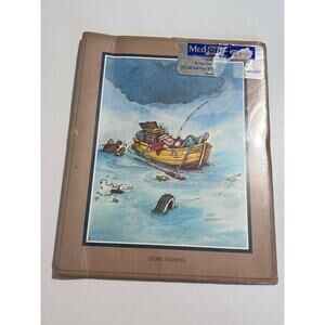 GARY PATTERSON 1990 GONE FISHING ART PRINT SEALED ON PAPER STOCK 10" X 8" FLAW